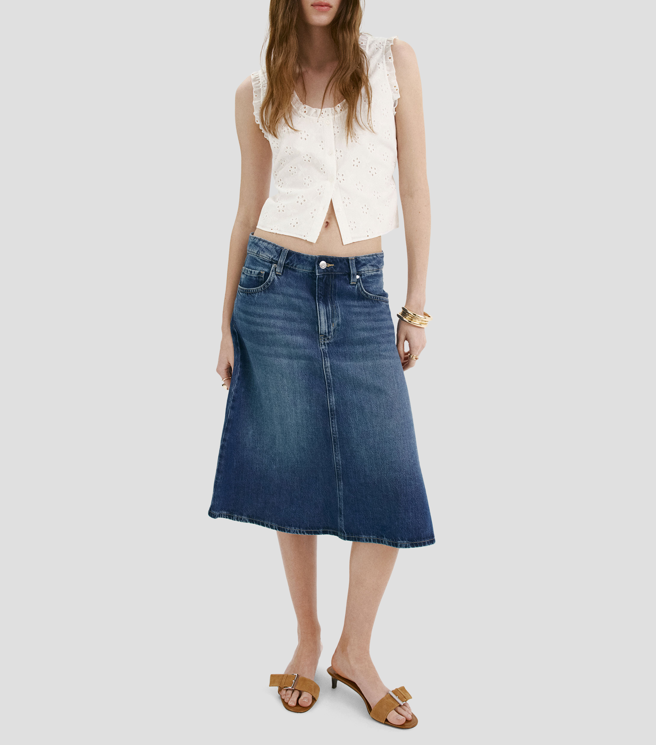 Blusa lisa sin mangas Mujer
